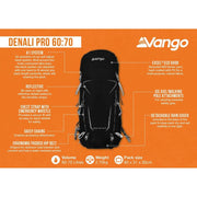 Vango Denali Pro Classic Blue Rucksack Backpack Vango - Bars 4 Cars
