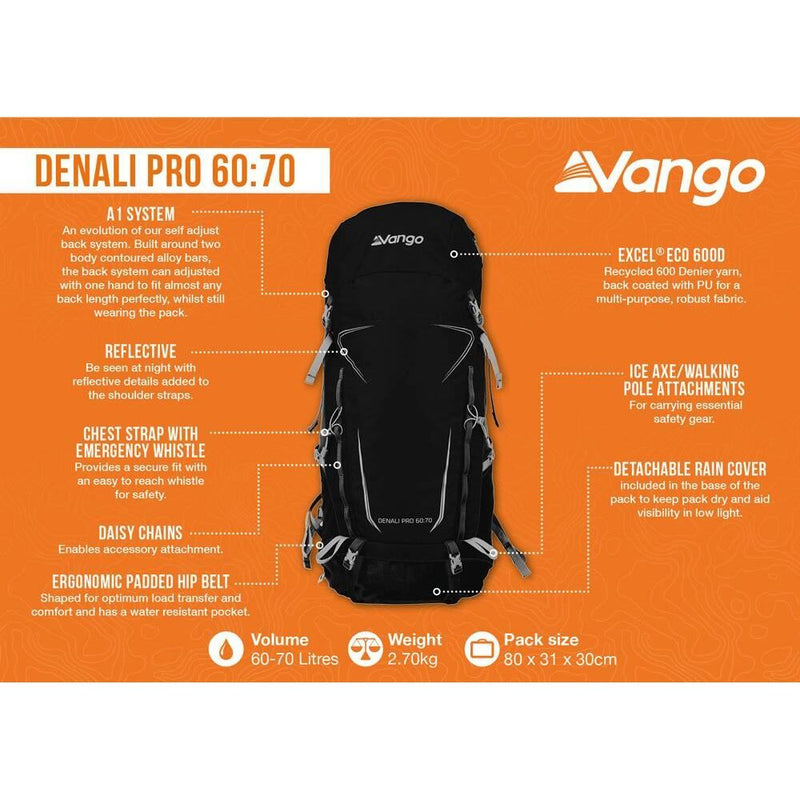 Vango Denali Pro Classic Blue Rucksack Backpack Vango - Bars 4 Cars
