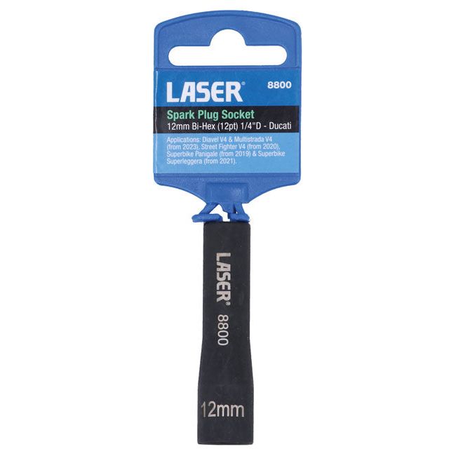 Laser Spark Plug Socket - 12mm Bi-Hex (12pt) Ducati Laser - Dynamic Drive
