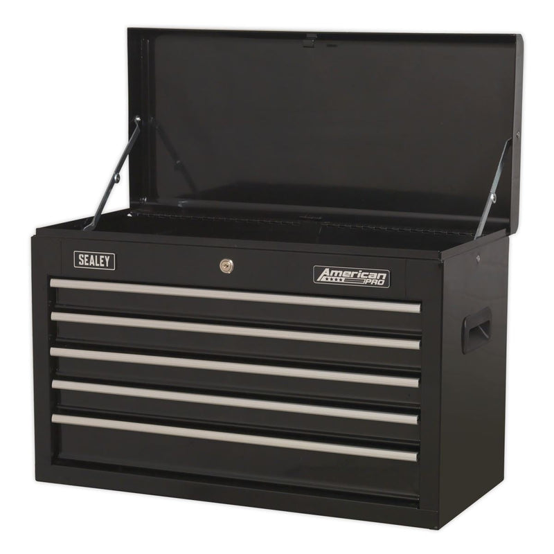 Sealey Topchest 5 Drawer with Ball-Bearing Slides Black AP225B Sealey - Dynamic Drive