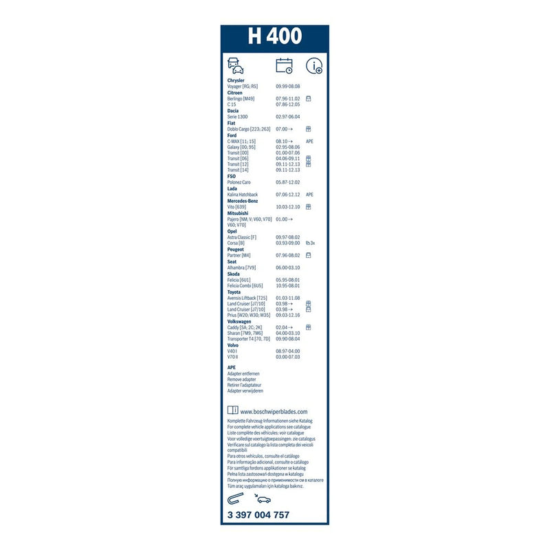 Bosch Conventional Wiper Blade 400mm — H400 fits Alfa Romeo 33 1990-1994
