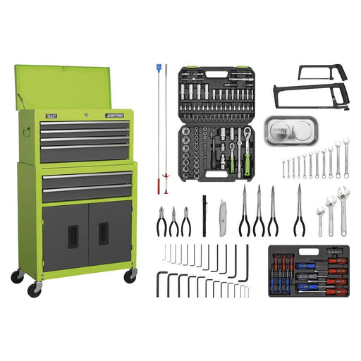 Topchest & Rollcab Combination 6 Drawer with 170pc Tool Kit - Green/Grey Sealey - NN4 Online