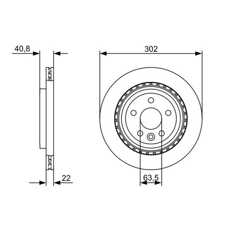 Bosch 2 x Vented Rear Brake Discs 0986479398-x2