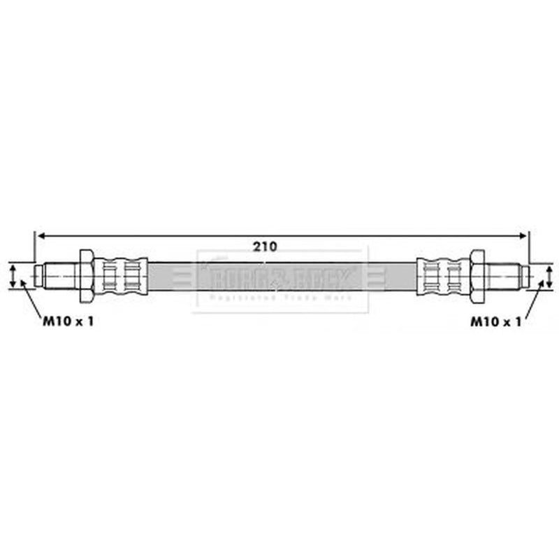 Borg & Beck Brake Hydraulic Hose Line Front Right BBH6074