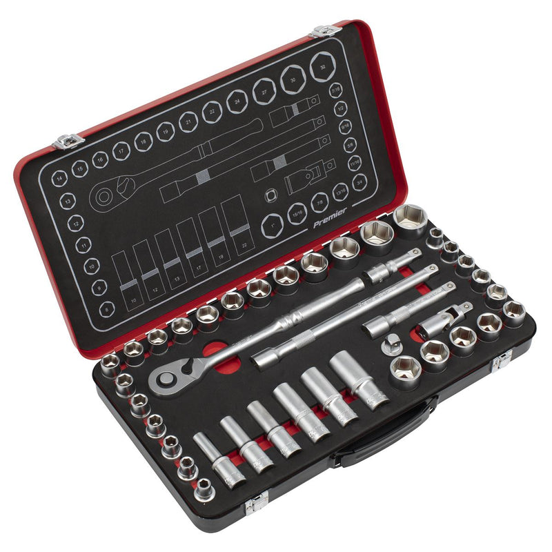 Premier Platinum Metric/Imperial Socket Set 1/2"Sq Drive 40pc Sealey Premier Platinum - Dynamic Drive