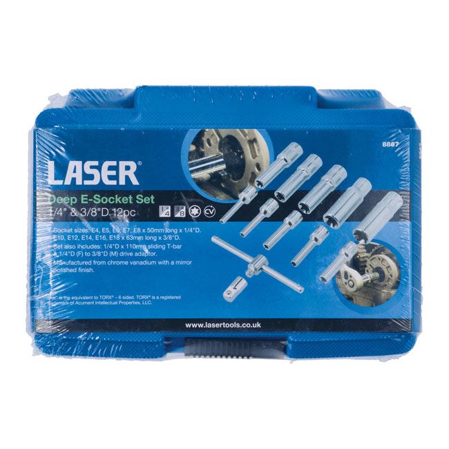 Laser Deep E-Socket Set 1/4" & 3/8"D 12pc Laser - Dynamic Drive