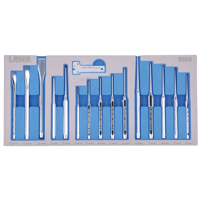 Laser Punch & Chisel Set 16pc Laser - Dynamic Drive