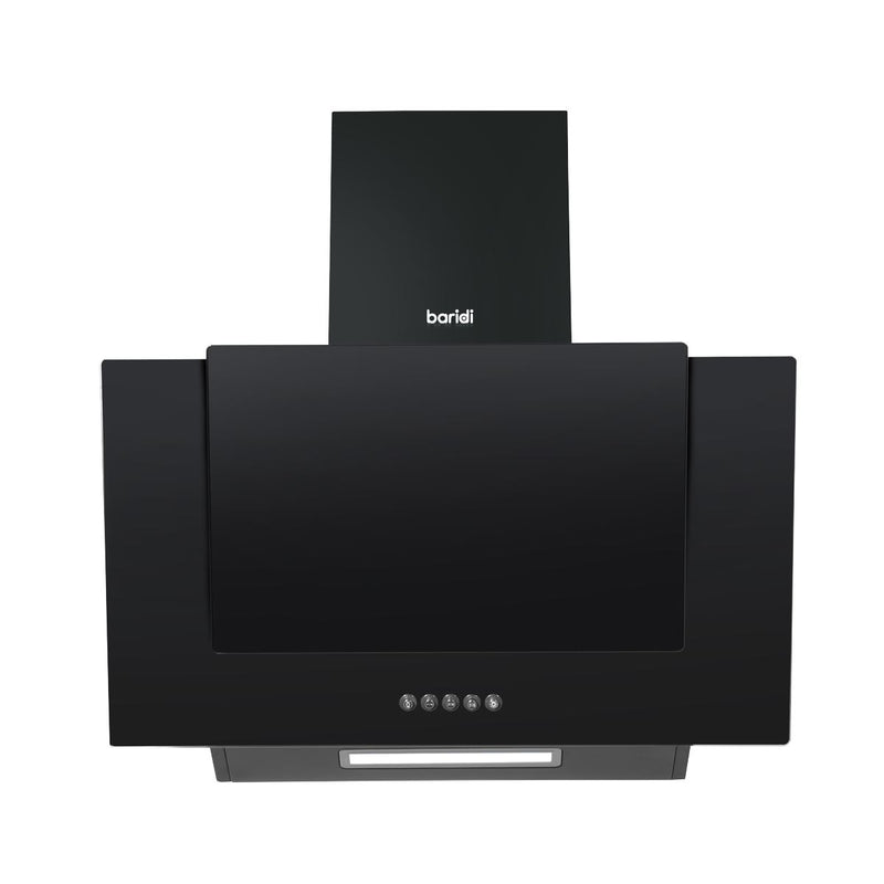 Baridi Angled Chimney Cooker Hood with Carbon Filters & LED Lamp - Black Glass Baridi - Dynamic Drive