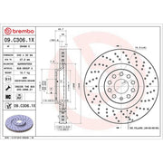 Brembo 2 x Perforated/Vented Front Brake Discs 09.C306.1X-x2