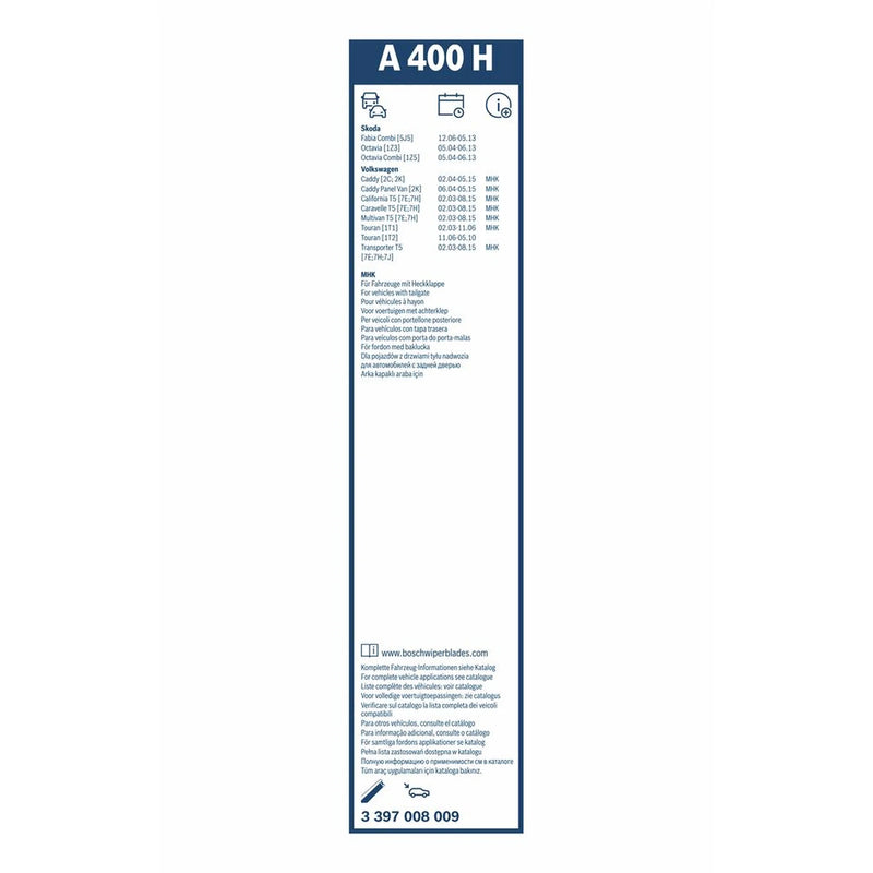 Bosch Aerotwin Wiper Blade 400mm — A400H fits Skoda Fabia II Combi 2007-2014