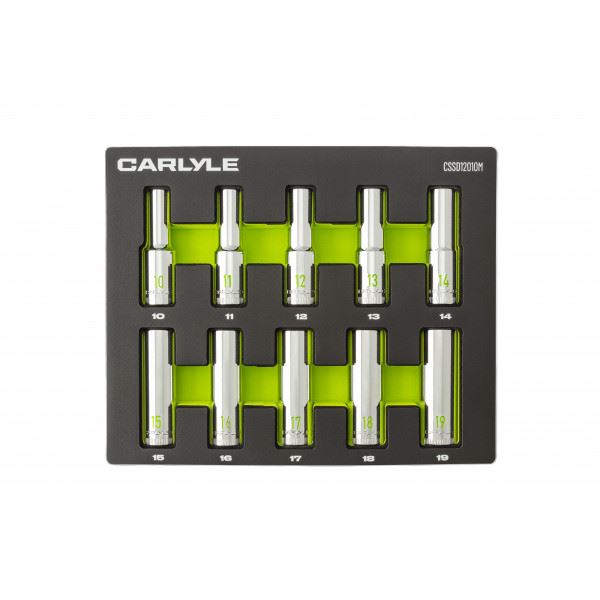 Carlyle Tools 10 Pc 1/2In Drive Metric Chrome Deep Socket Set - image 1