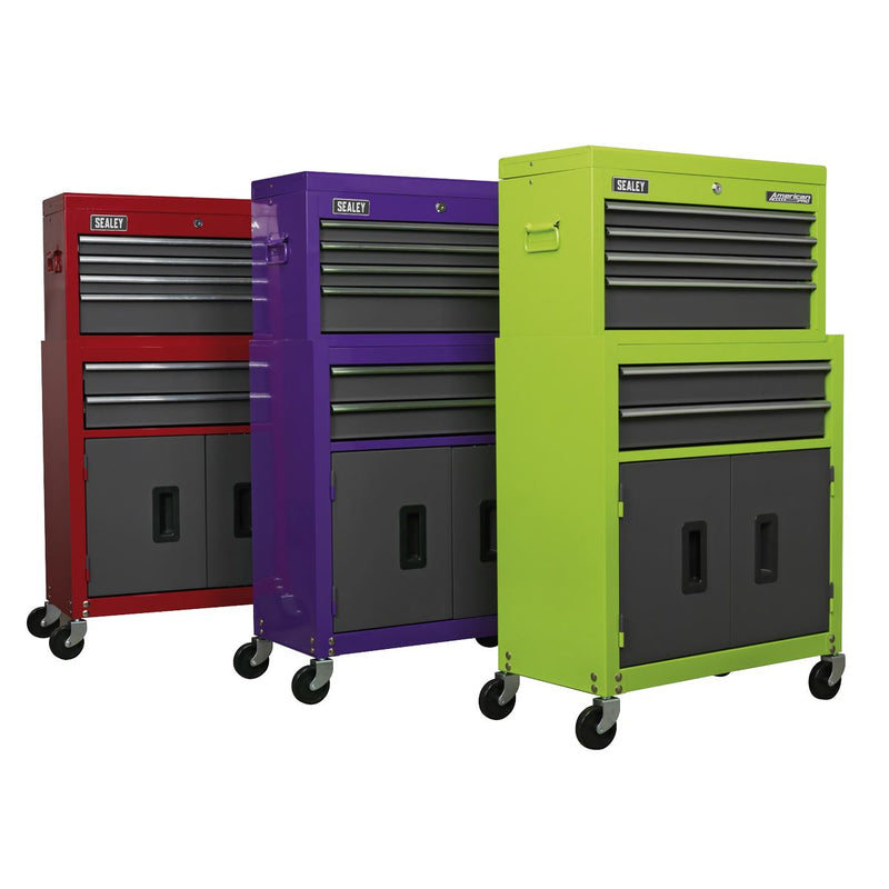 Sealey Topchest & Rollcab Combo 6 Drawer - Red/Grey AP2200BB Sealey  - Dynamic Drive