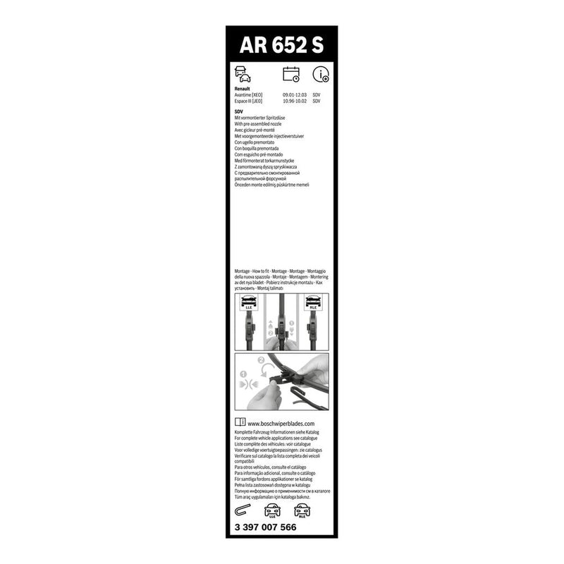 Bosch Aerotwin Front Wiper Blade Set 650mm + 450mm — AR652 fits Renault Avantime