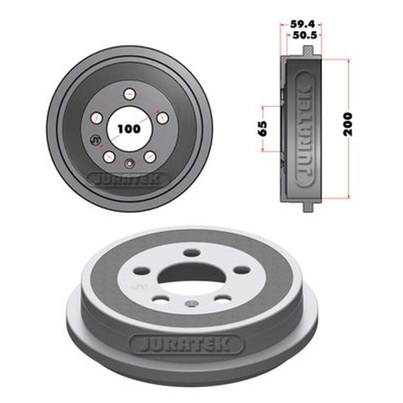 Juratek Brake Drum Assembly Rear fits Audi A2 2000-2005 1.2 1.4