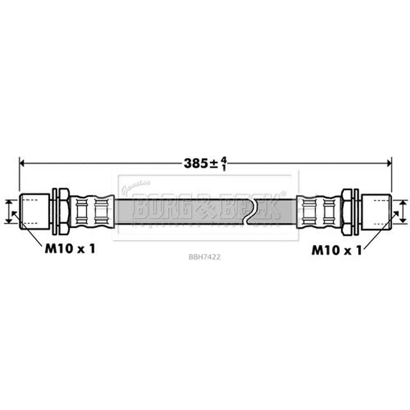Borg & Beck Brake Hydraulic Hose Line Rear Right BBH7422