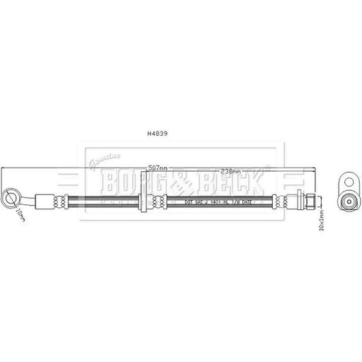 Borg & Beck Brake Hydraulic Hose Line Front Right BBH6786