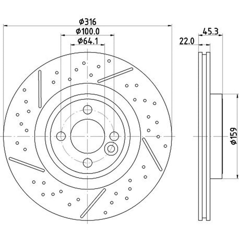 Mintex 2 x Perforated Front Brake Discs MDC2725-x2