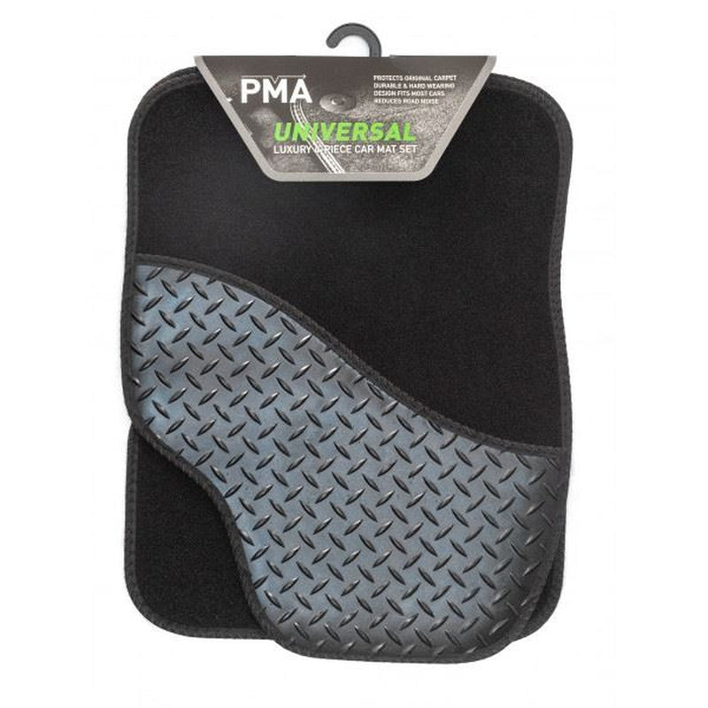 Pma Universal Luxury Car Mat Set With Rubber Heal Pad - 4 Piece Black Pma - NN4 Online