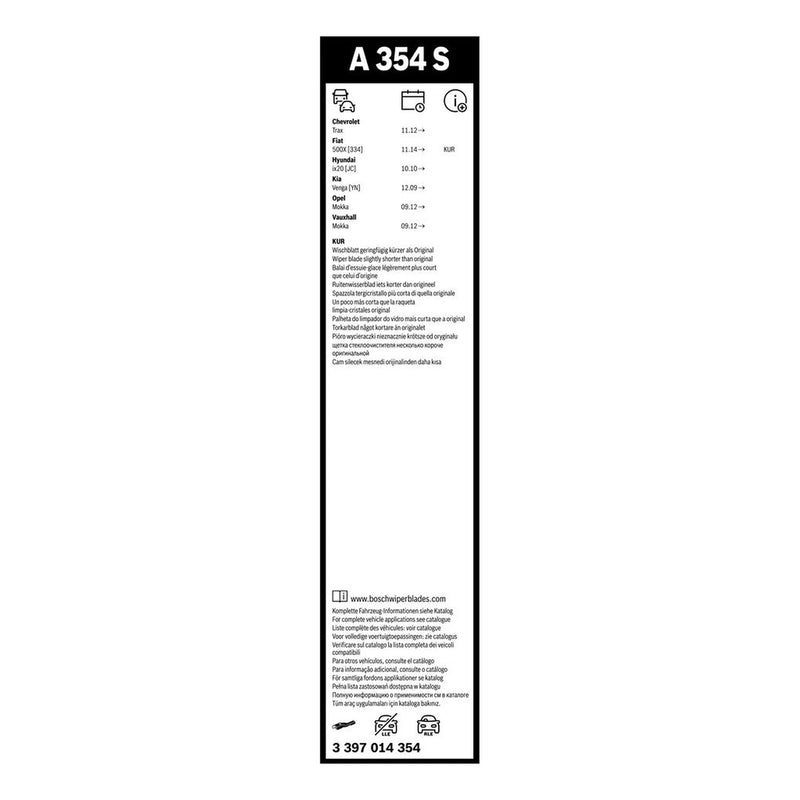 Bosch Aerotwin Wiper Blade Set 650mm + 340mm — A354S fits Chevrolet Trax