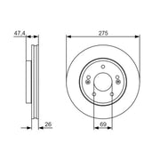 Bosch 2 x Vented Brake Discs fits Hyundai Elantra IV 2006-2011 1.6