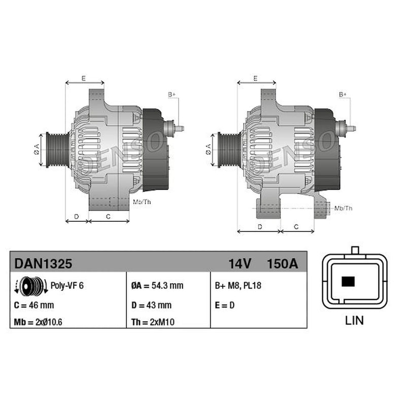 Denso Car Alternator 12V fits Citroën Berlingo Multispace 2016-2018 1.2