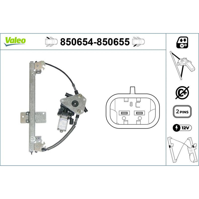Valeo Electric Window Regulator Lifter Right Rear 850655