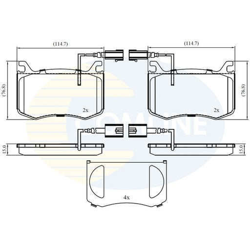Comline 4 x Front Brake Pad Set fits Alfa Romeo Giulia 2015-2022 2.0 2.2
