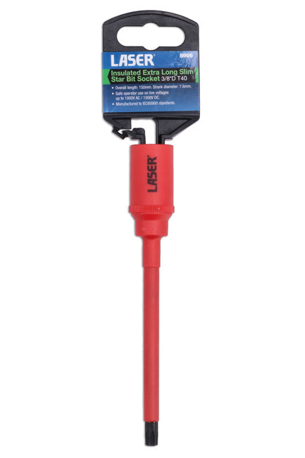 Laser Insulated Extra Long Slim Series Star Bit Socket 3/8"D T40 Laser - Town Tools