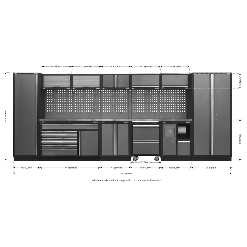 Superline Pro Superline PRO Storage System with Stainless Worktop 4.9m Superline Pro - Dynamic Drive