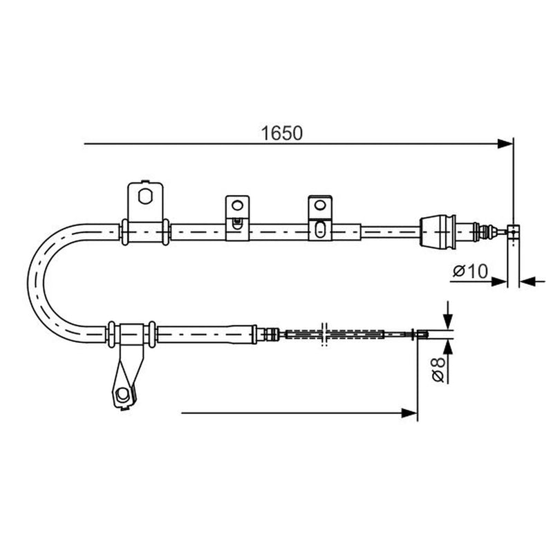Bosch Handbrake Cable Left Rear fits Hyundai Matrix 2001-2010 1.5 1.6 1.8