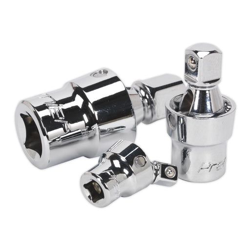Sealey Premier 3 Piece Universal Socket Joint Set 1/4" 3/8" 1/2" Drive Coupler Sealey  - Dynamic Drive
