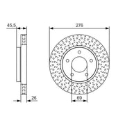 Bosch 2 x Vented Brake Discs fits Dodge Caliber 2006-2011 1.8 2.0 2.2 2.4