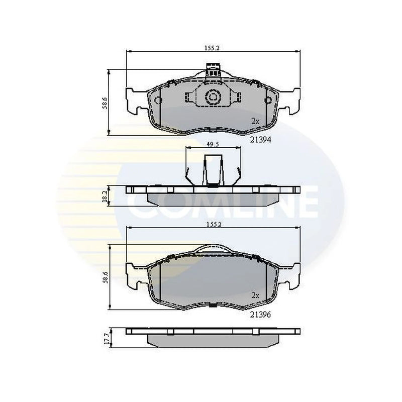 Comline 4 x Front Brake Pad Set fits Ford Cougar 1998-2001 2.0
