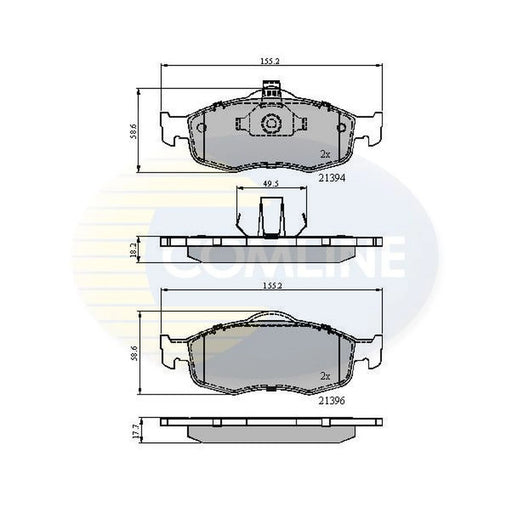 Comline 4 x Front Brake Pad Set fits Ford Cougar 1998-2001 2.0