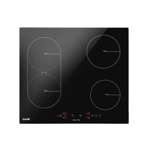 Baridi Integrated Induction Hob 4 Cooking Zones & Bridge Zone 60cm 2800W Output Baridi - Dynamic Drive
