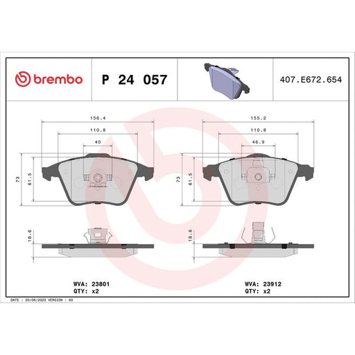 Brembo 4 x Front Brake Pad Set fits Ford Focus II 2005-2012 2.5