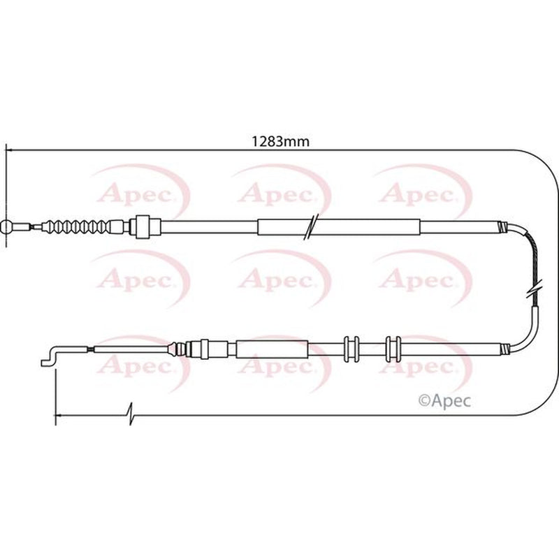 Apec Handbrake Cable Left Rear fits VW Transporter 2003-2024 1.9 2.0 2.5