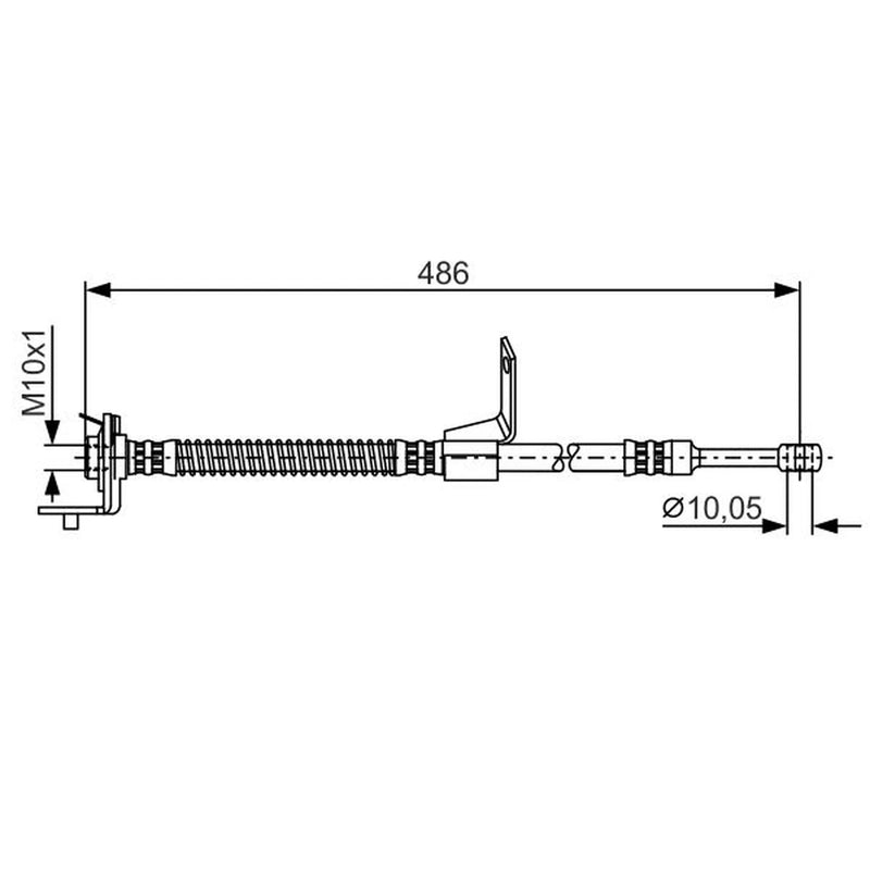 Bosch Brake Hydraulic Hose Line Front Right fits Hyundai Getz 2002-2010