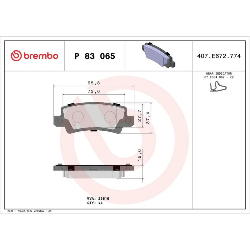 Brembo Front & Rear Pads fits Toyota Corolla 2001-2008 1.4 1.6 1.8 2.0