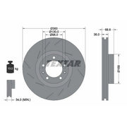 Textar 2 x Front Slotted Brake Discs 92214005