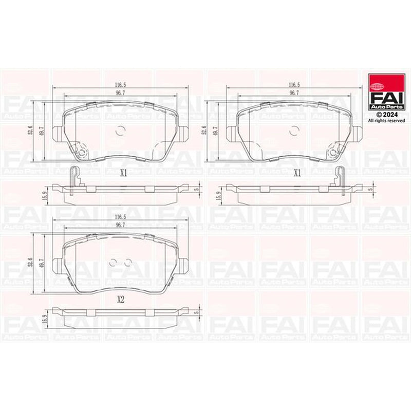 FAI Front Brake Pad Set fits Nissan Micra IV 2010-2020 1.2