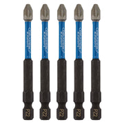 Draper Expert PZ-Type Impact Screwdriver Bits, No.2 x 75mm, 1/4" Hex (Pack of 5) Draper - Dynamic Drive