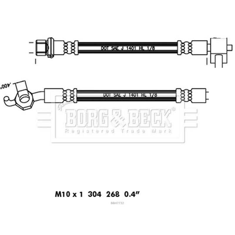 Borg & Beck Brake Hydraulic Hose Line Rear Left BBH7732