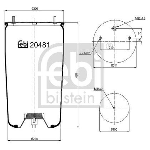 Febi Air Suspension Bellow 190mm 20481