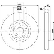 Mintex 2 x Vented Front Brake Discs MDC1598-x2
