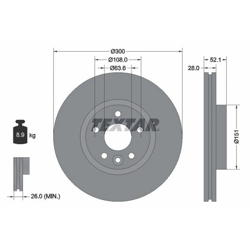 Textar 2 x Front Brake Discs 92196905-x2