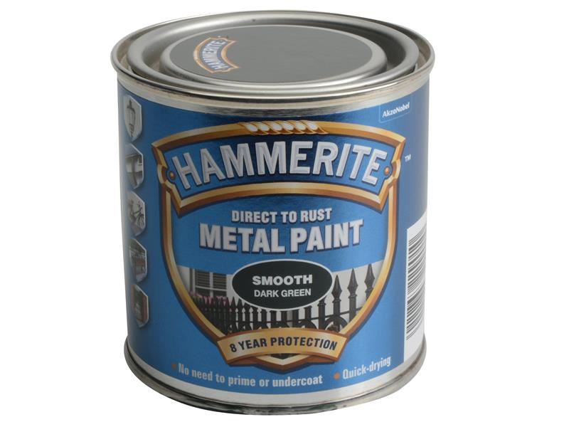 Hammerite Direct to Rust Smooth Finish Metal Paint Dark Green 250ml Hammerite - NN4 Online