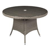Dellonda Chester Rattan Wicker Round Outdoor Dining Table Tempered Glass Top Dellonda - Dynamic Drive