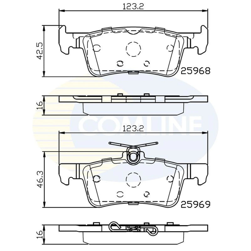 Comline 4 x Rear Brake Pad Set fits Peugeot 308 II 2013-2021 1.2 1.5 1.6 2.0