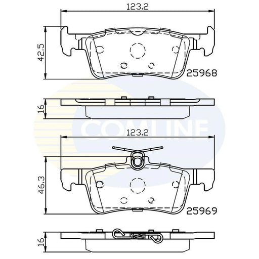 Comline 4 x Rear Brake Pad Set fits Peugeot 308 II 2013-2021 1.2 1.5 1.6 2.0